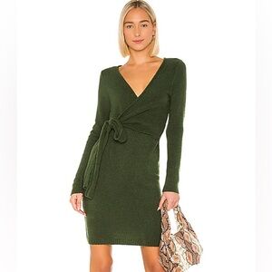 LPA Revolve Green Sweater Wrap Mini Dress “Sean” Size Small